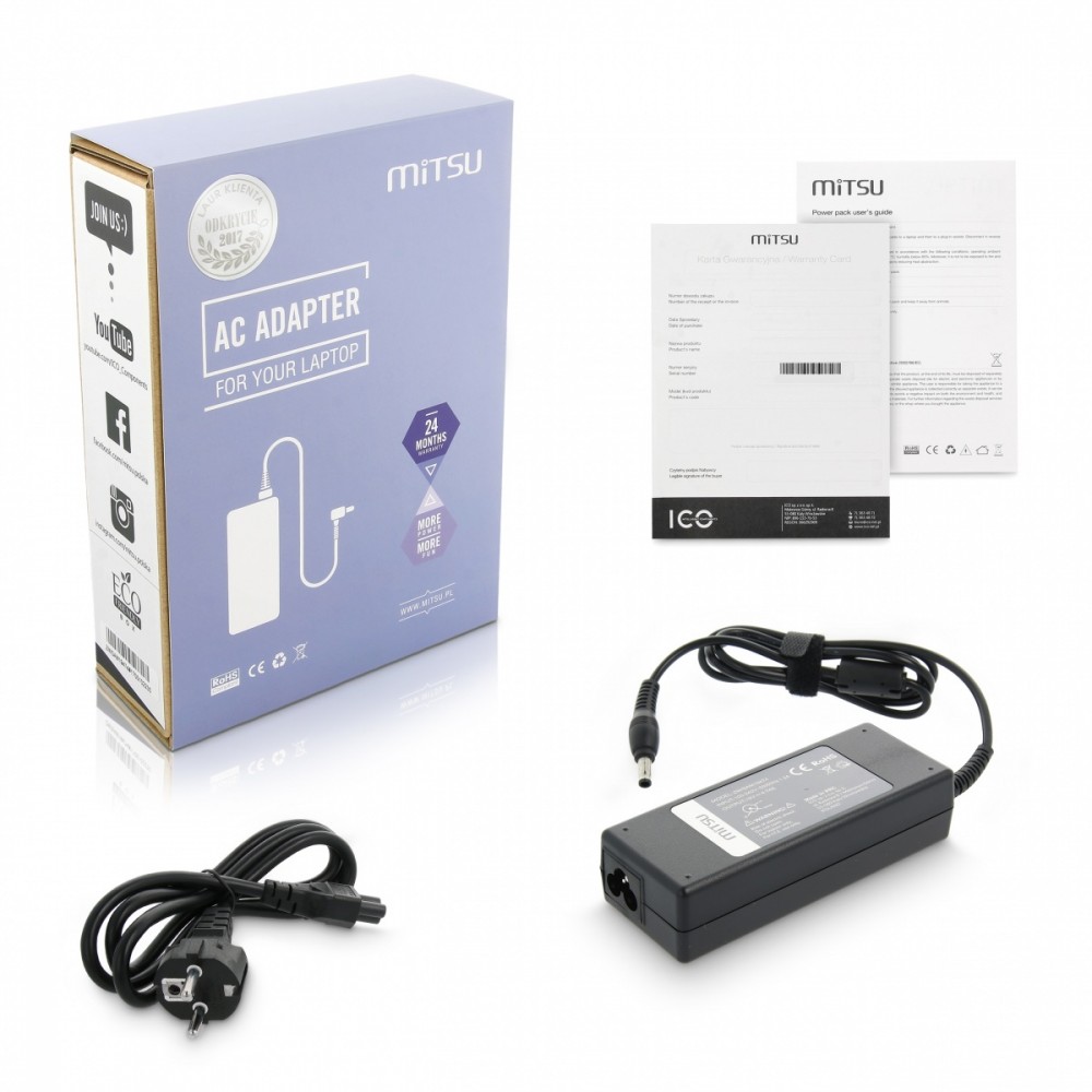 Napájací zdroj Mitsu 19V 4,74A (5,5x3,0 pin) 90W pre Samsung